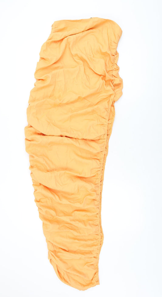 PRETTYLITTLETHING Womens Orange Polyester Maxi Skirt Size 10 Zip