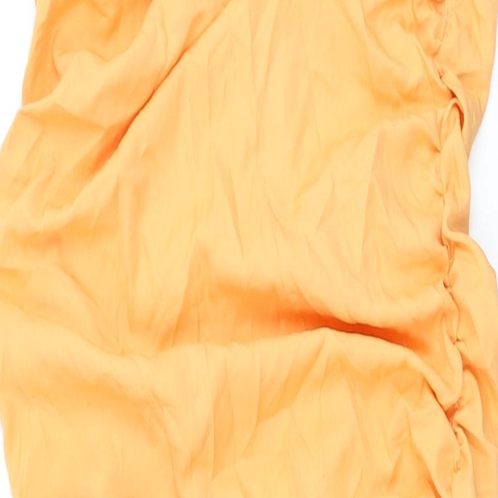 PRETTYLITTLETHING Womens Orange Polyester Maxi Skirt Size 10 Zip