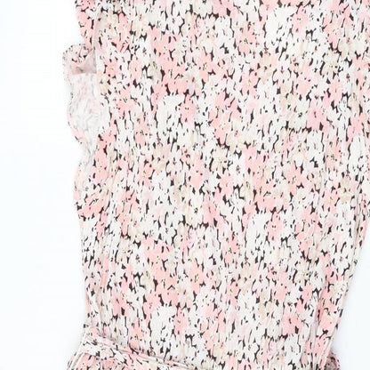 H&M Womens Pink Floral Viscose A-Line Size S Round Neck Pullover