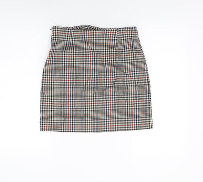 New Look Womens Multicoloured Geometric Polyester Mini Skirt Size 10 Zip