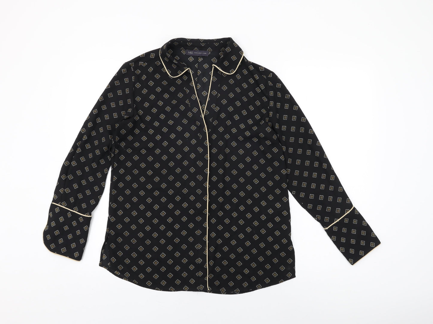 Womens UK Size 10 Marks and Spencer Black Basic Button-Up