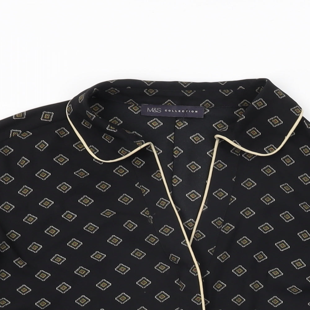 Womens UK Size 10 Marks and Spencer Black Basic Button-Up