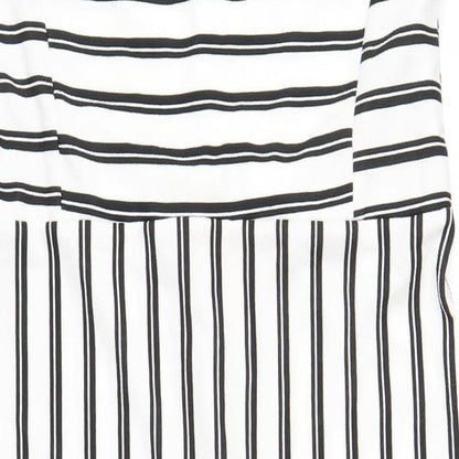 Simply Be Womens White Striped Polyester A-Line Size 18 Off the Shoulder Pullover