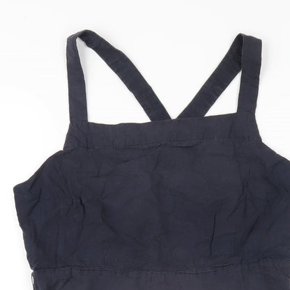 Max Womens Blue Cotton A-Line Size 10 Square Neck Zip