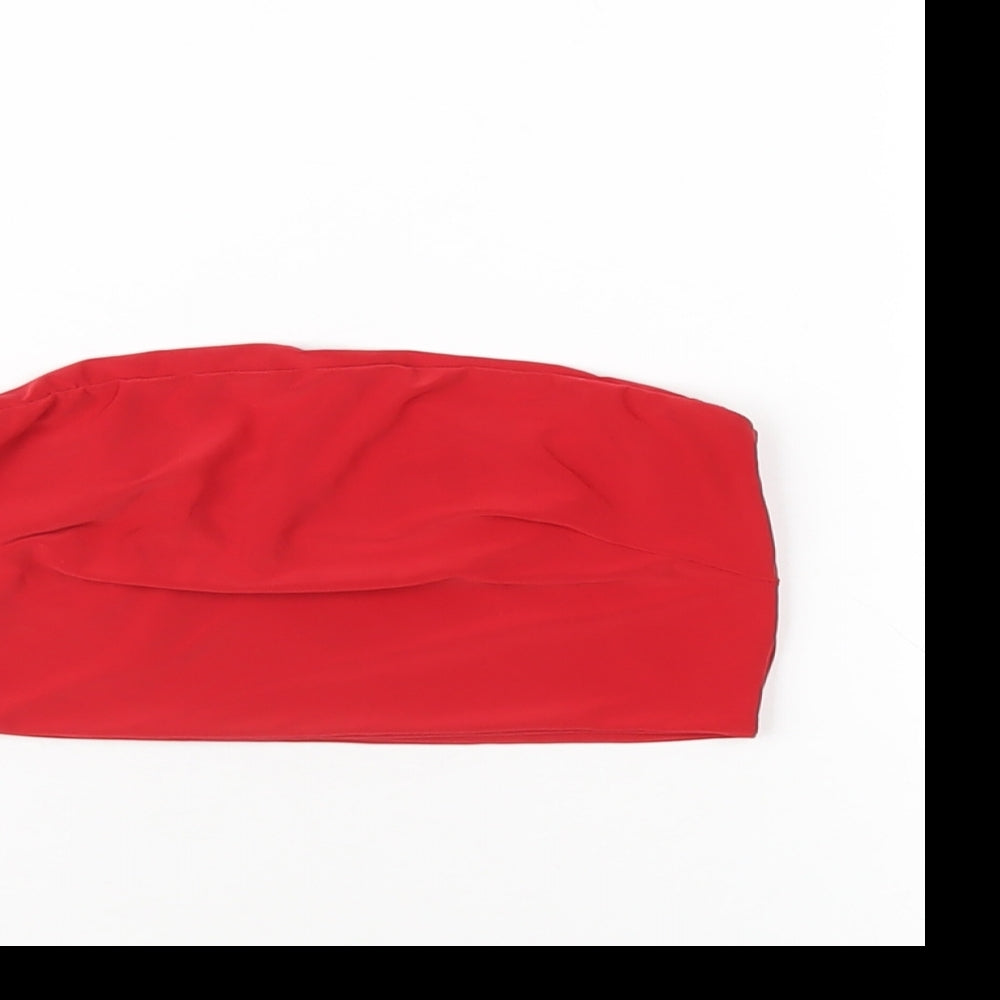 Womens UK Size 8 PRETTYLITTLETHING Red Basic T-Shirt