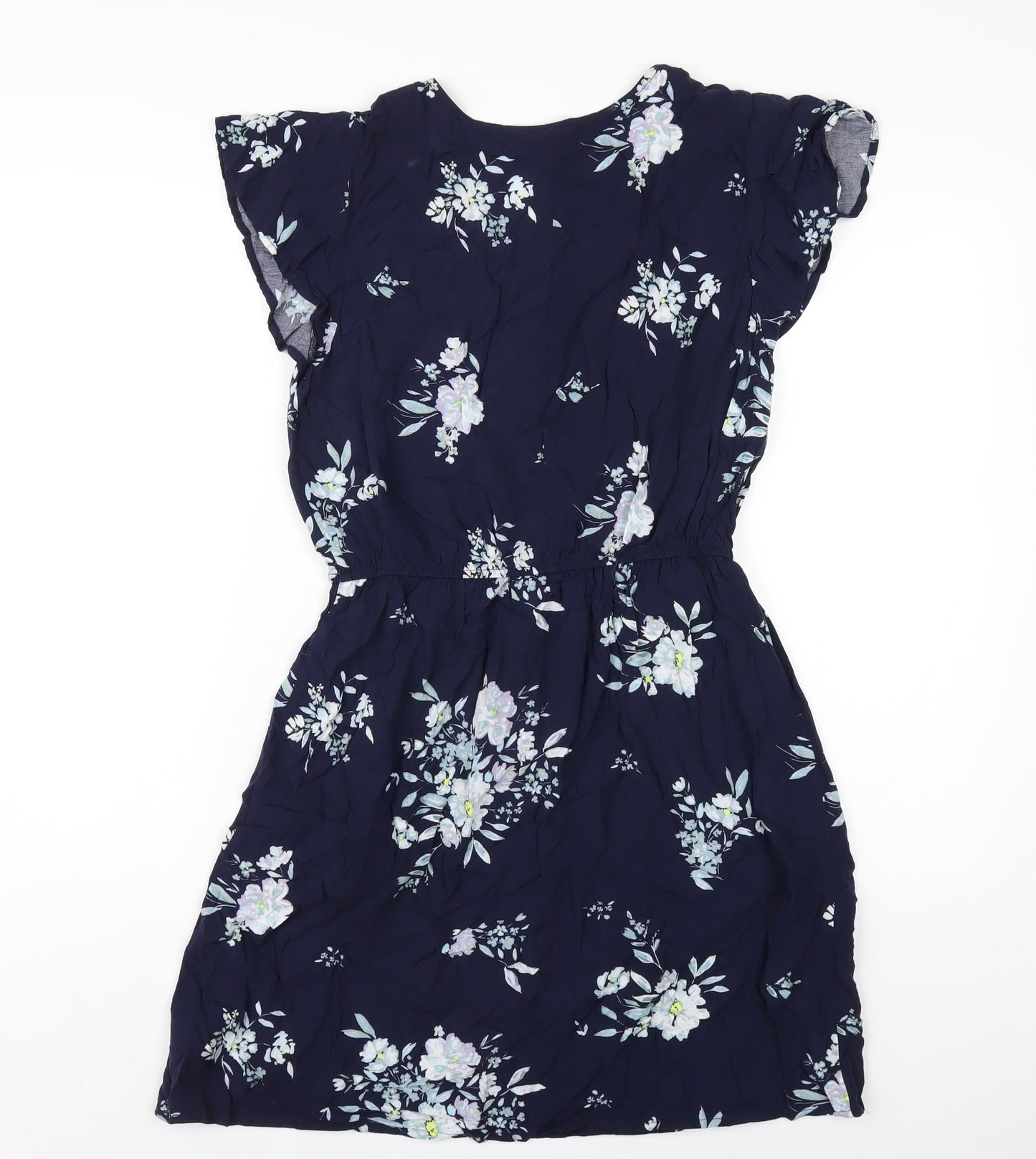 Gap Womens Blue Floral Viscose A-Line Size M V-Neck Pullover