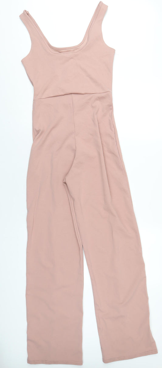 Boohoo Womens Pink Polyester Jumpsuit One-Piece Size 12 L31 in Pullover