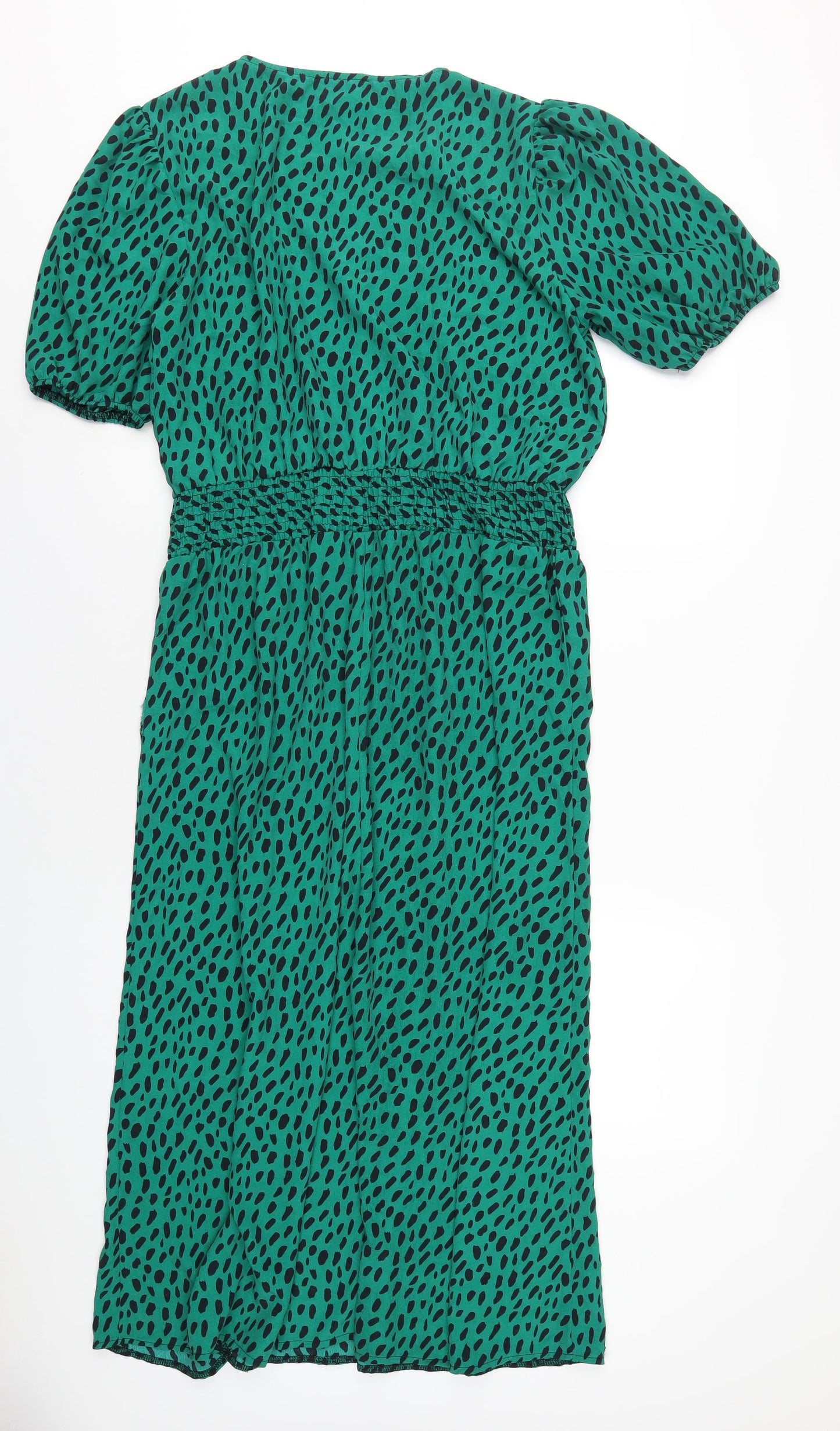 Friends Like These Womens Green Geometric Polyester A-Line Size 16 V-Neck Pullover