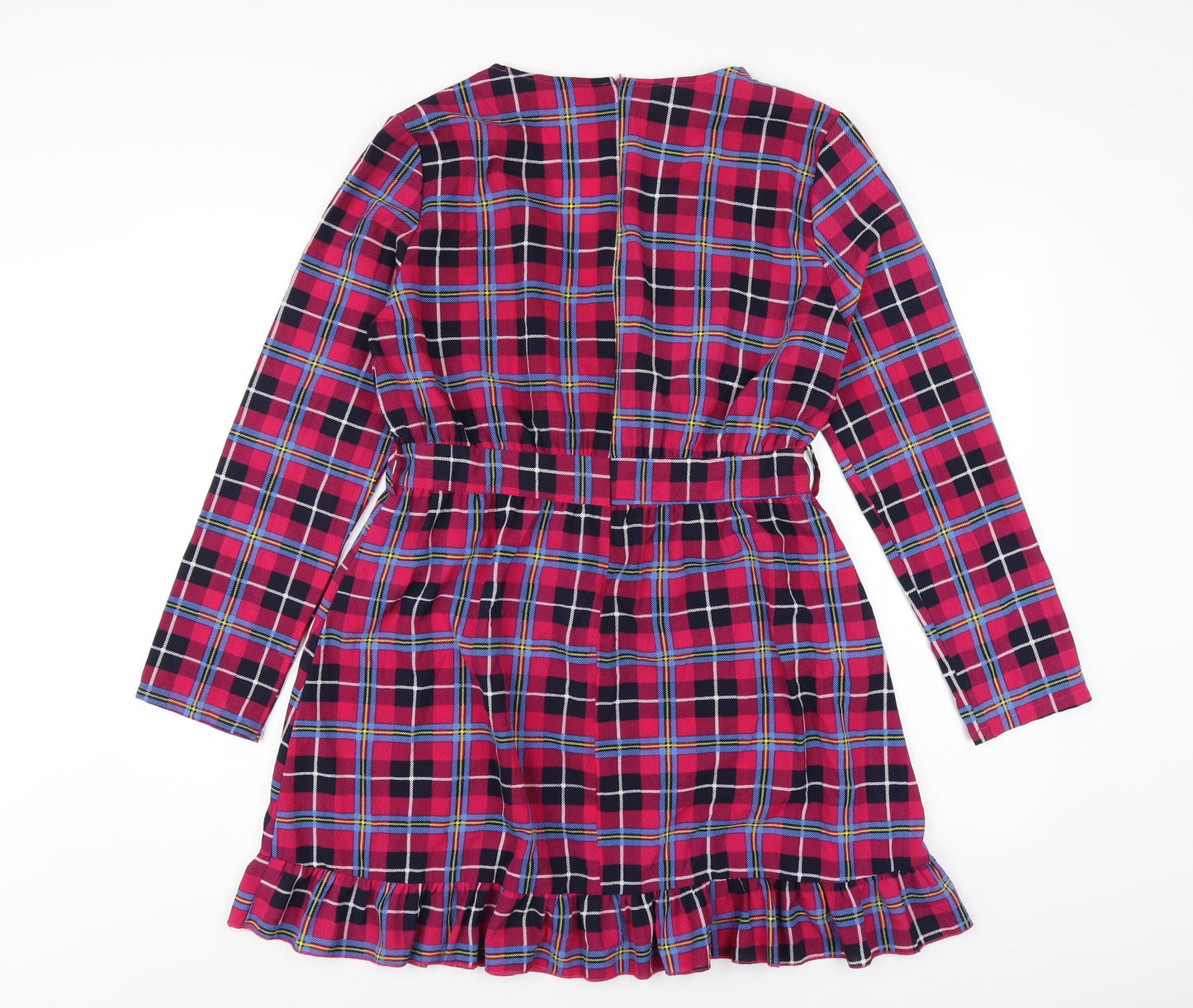 PRETTYLITTLETHING Womens Multicoloured Polka Dot Polyester A-Line Size 12 V-Neck Zip