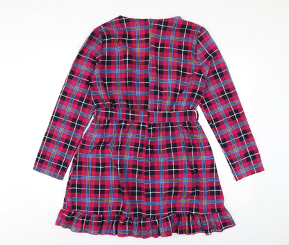 PRETTYLITTLETHING Womens Multicoloured Polka Dot Polyester A-Line Size 12 V-Neck Zip