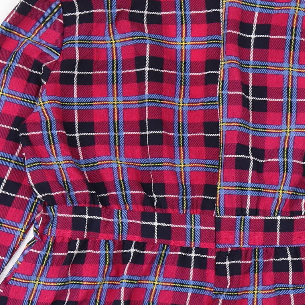 PRETTYLITTLETHING Womens Multicoloured Polka Dot Polyester A-Line Size 12 V-Neck Zip