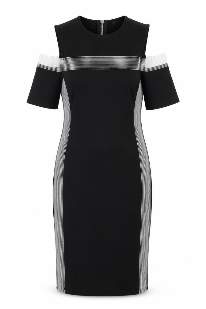 Topshop Womens Black Polyester Bodycon Size 8 Round Neck Zip