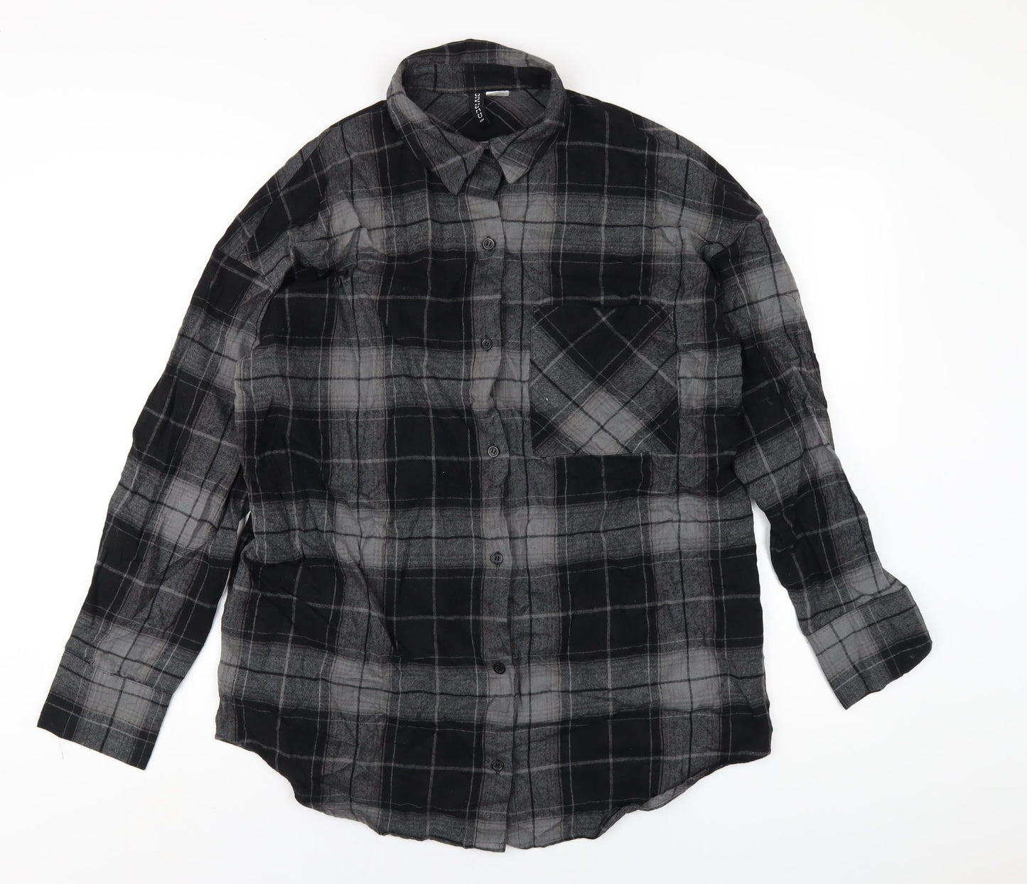 Womens UK Size XS H&M Black Basic Button-Up