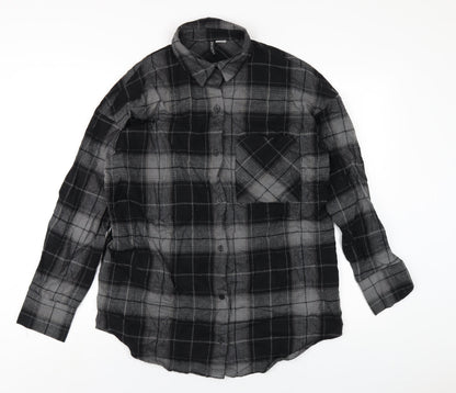 Womens UK Size XS H&M Black Basic Button-Up