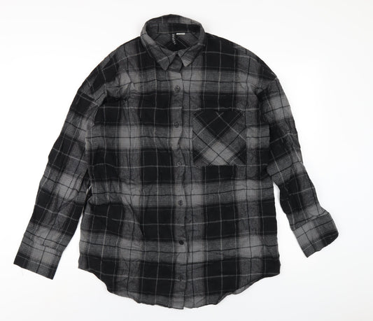 Womens UK Size XS H&M Black Basic Button-Up
