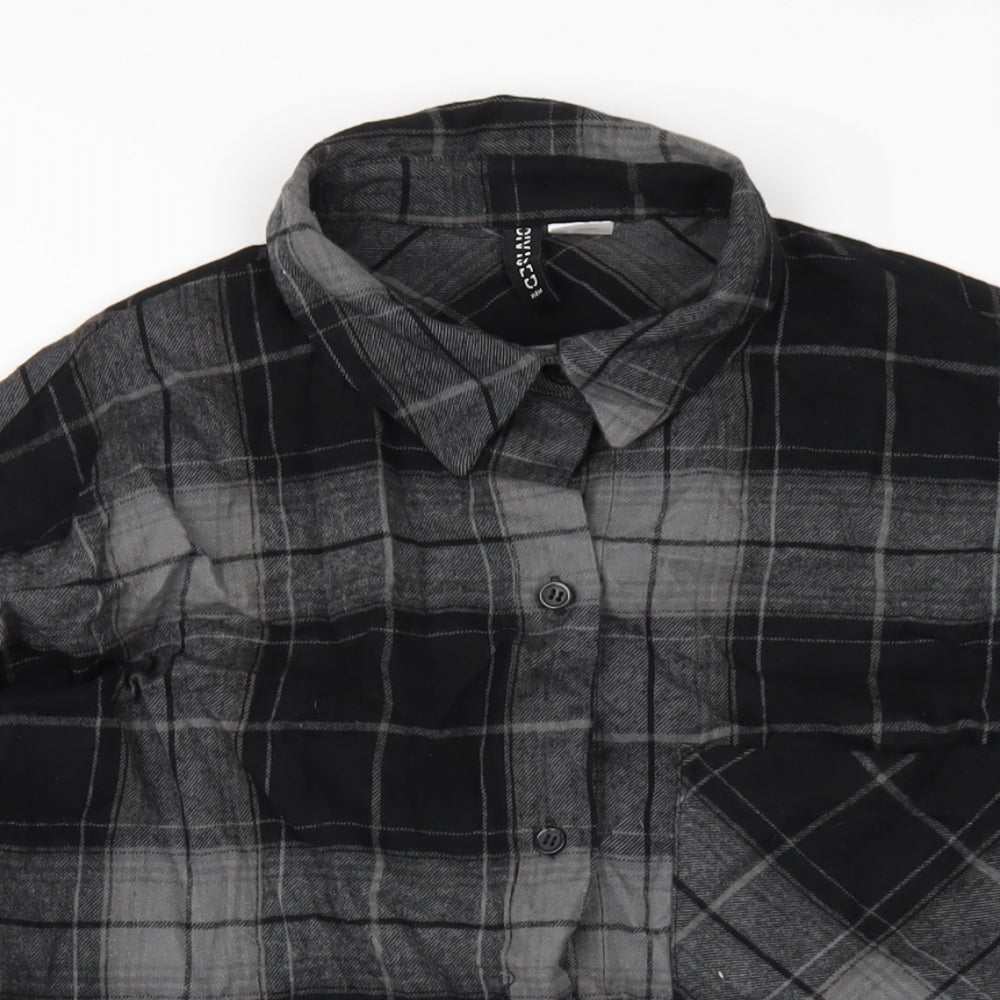 Womens UK Size XS H&M Black Basic Button-Up