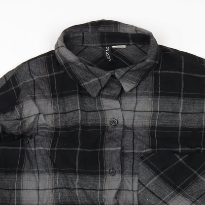 Womens UK Size XS H&M Black Basic Button-Up