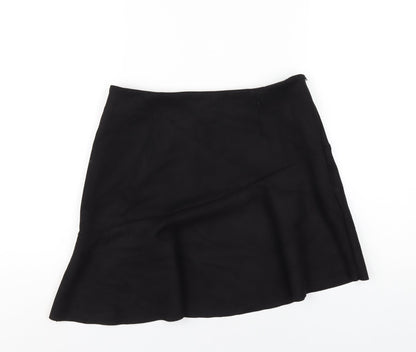 New Look Womens Black Polyester A-Line Skirt Size 12 Zip