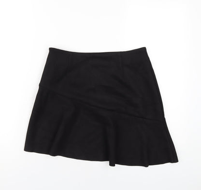 New Look Womens Black Polyester A-Line Skirt Size 12 Zip