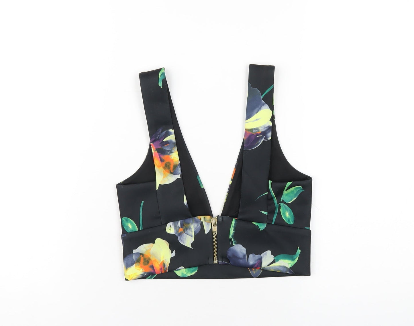 Womens UK Size 8 Missguided Multicoloured Cropped T-Shirt