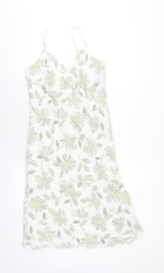 Principles Womens Multicoloured Geometric Linen A-Line Size 14 V-Neck Pullover