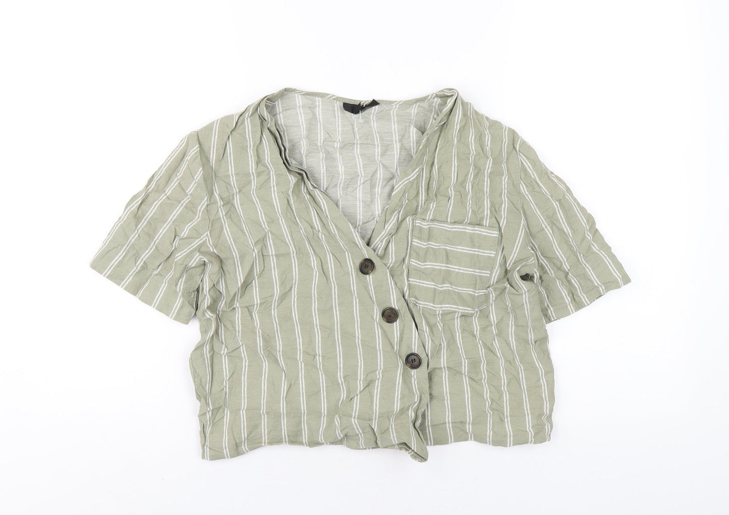 Womens UK Size 10 Topshop Green Basic Button-Up