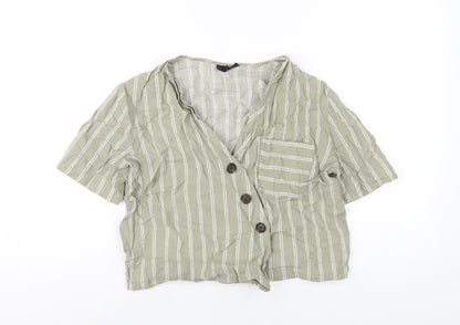 Womens UK Size 10 Topshop Green Basic Button-Up