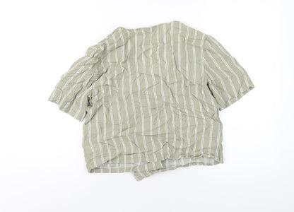 Womens UK Size 10 Topshop Green Basic Button-Up