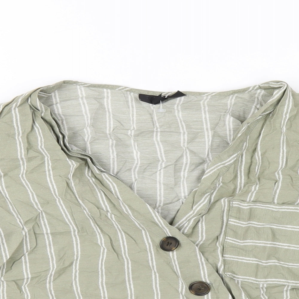 Womens UK Size 10 Topshop Green Basic Button-Up