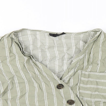 Womens UK Size 10 Topshop Green Basic Button-Up