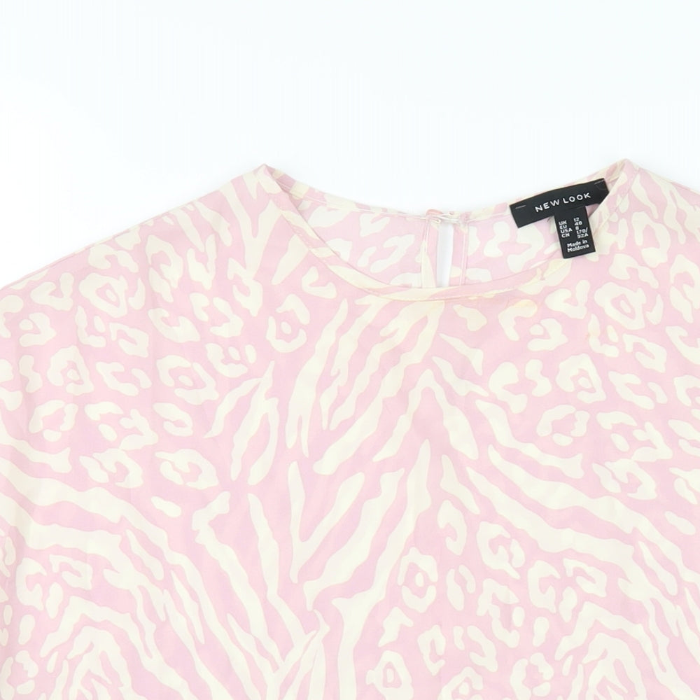 Womens UK Size 12 New Look Pink Basic T-Shirt