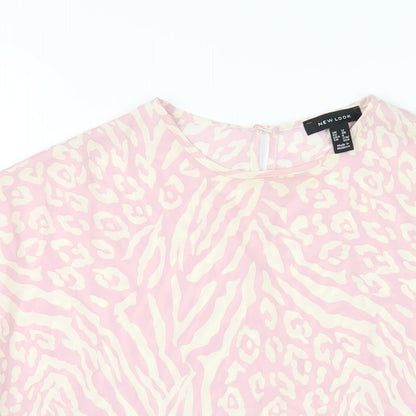 Womens UK Size 12 New Look Pink Basic T-Shirt