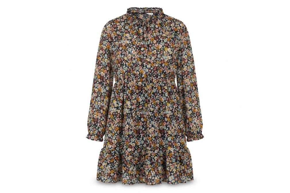 Zara Womens Multicoloured Floral Polyester A-Line Size M V-Neck Pullover