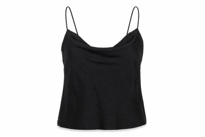 New Look Womens Black Polyester Camisole T-Shirt Size 8 Cowl Neck