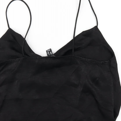 New Look Womens Black Polyester Camisole T-Shirt Size 8 Cowl Neck