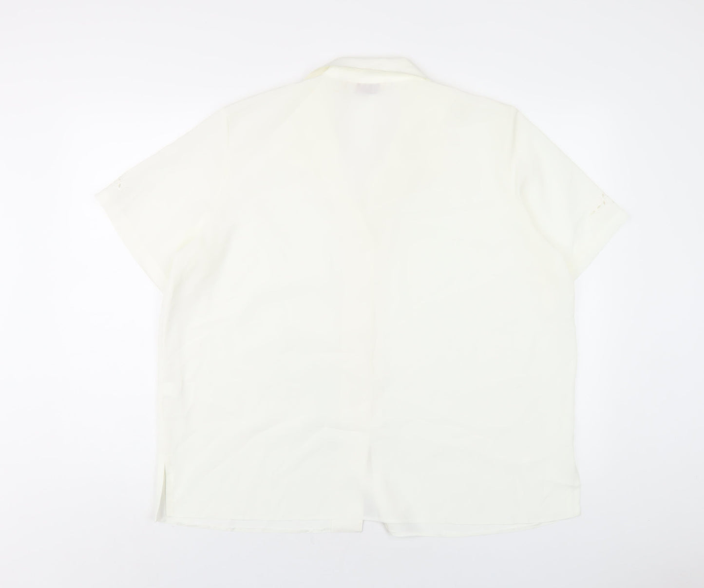 EWM Womens Ivory Polyester Basic Button-Up Size 20 Collared