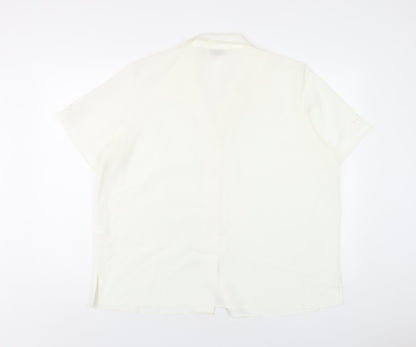 EWM Womens Ivory Polyester Basic Button-Up Size 20 Collared