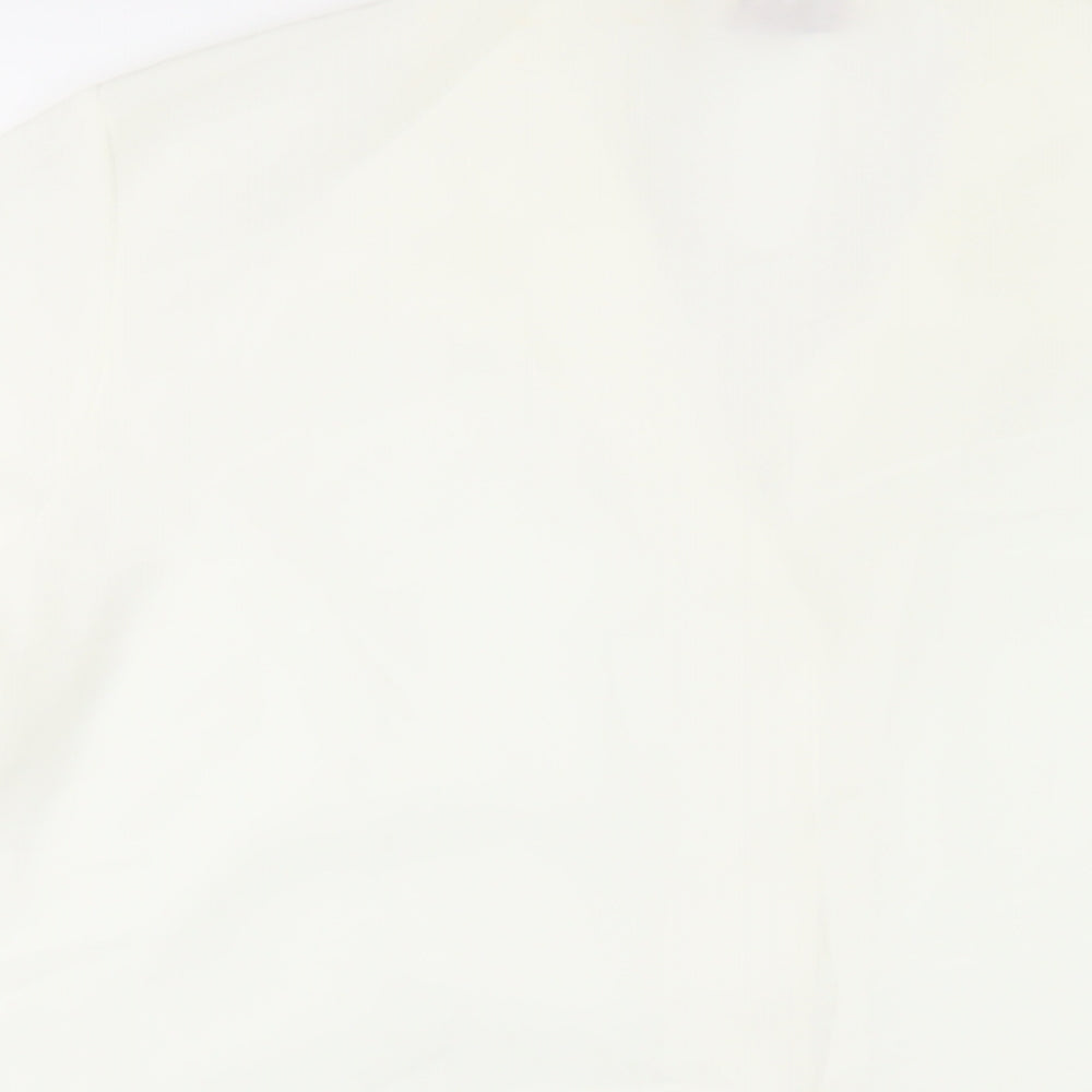 EWM Womens Ivory Polyester Basic Button-Up Size 20 Collared