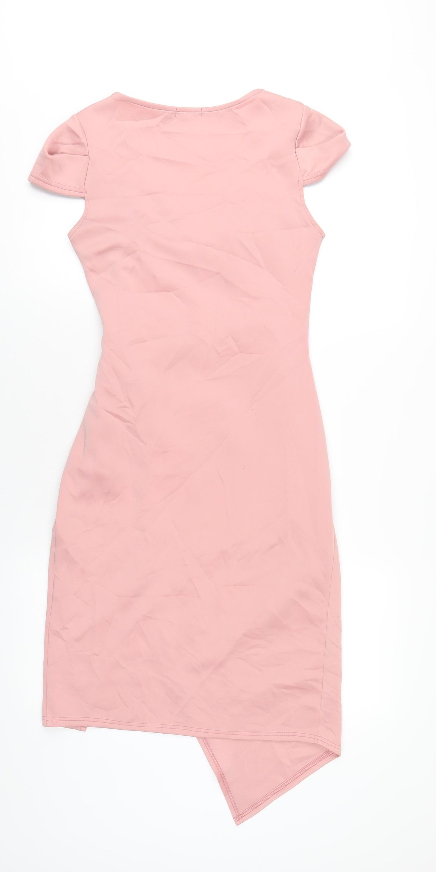 Boohoo Womens Pink Polyester Bodycon Size 10 V-Neck Pullover