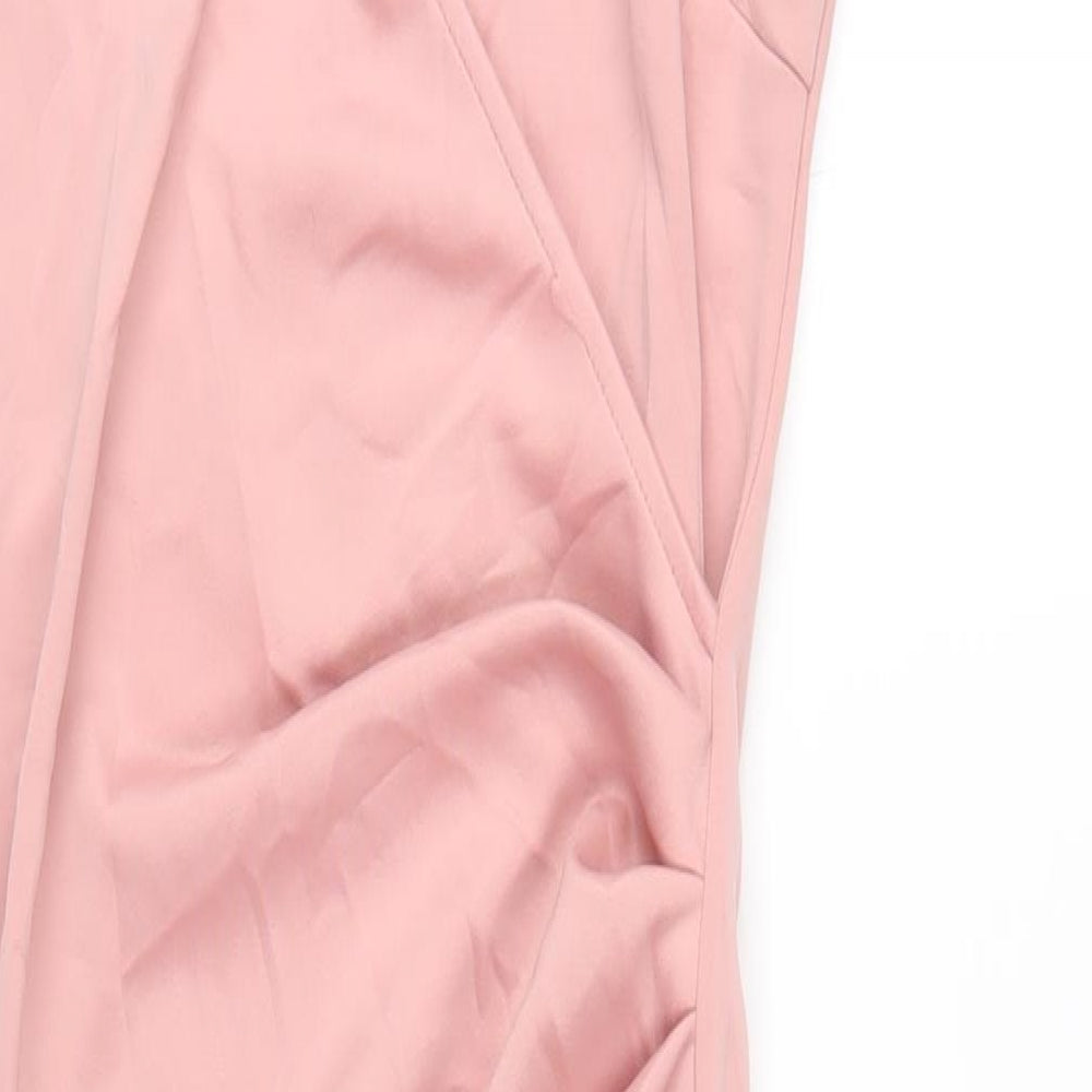 Boohoo Womens Pink Polyester Bodycon Size 10 V-Neck Pullover