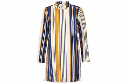 VILA Womens Multicoloured Striped Polyester A-Line Size M Mock Neck Button