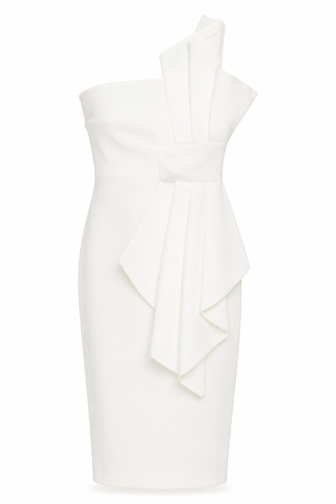 PRETTYLITTLETHING Womens White Polyester Bodycon Size 8 One Shoulder Pullover