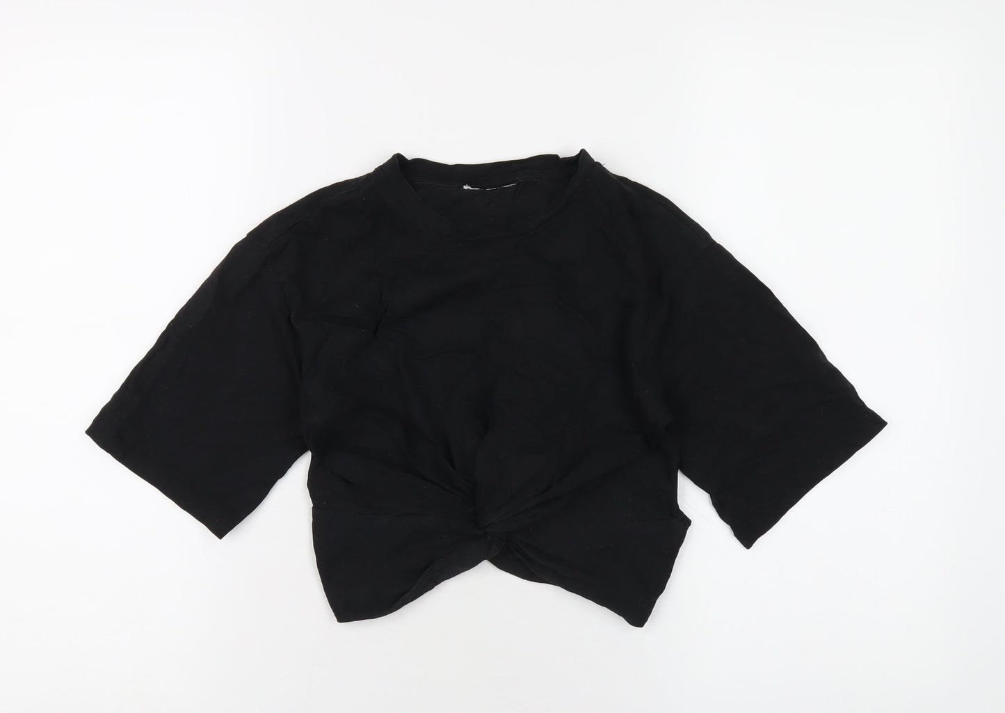 Womens UK Size 8 Topshop Black Cropped T-Shirt
