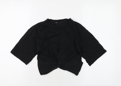 Womens UK Size 8 Topshop Black Cropped T-Shirt