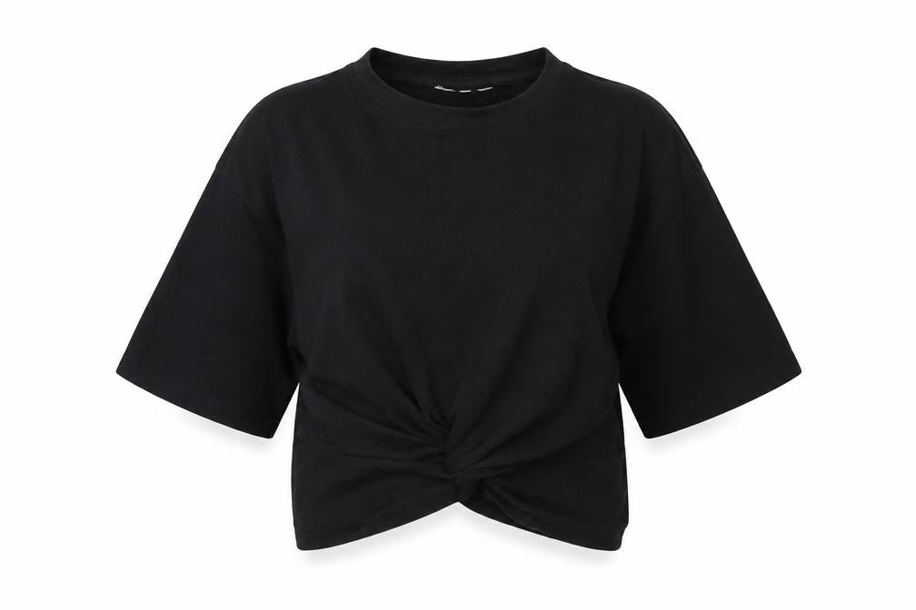 Womens UK Size 8 Topshop Black Cropped T-Shirt