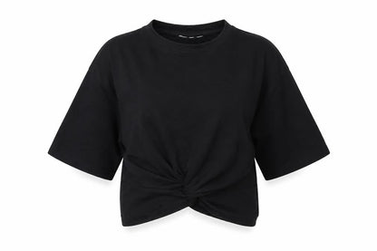 Womens UK Size 8 Topshop Black Cropped T-Shirt