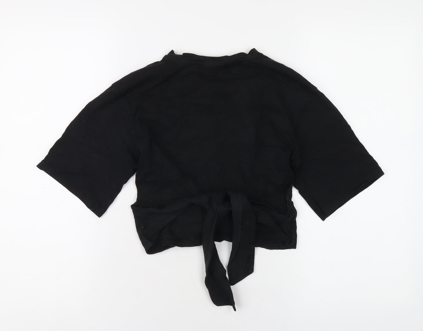 Womens UK Size 8 Topshop Black Cropped T-Shirt