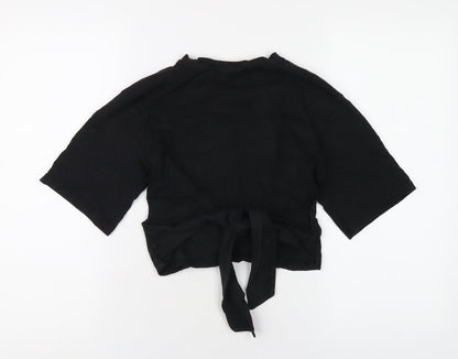 Womens UK Size 8 Topshop Black Cropped T-Shirt
