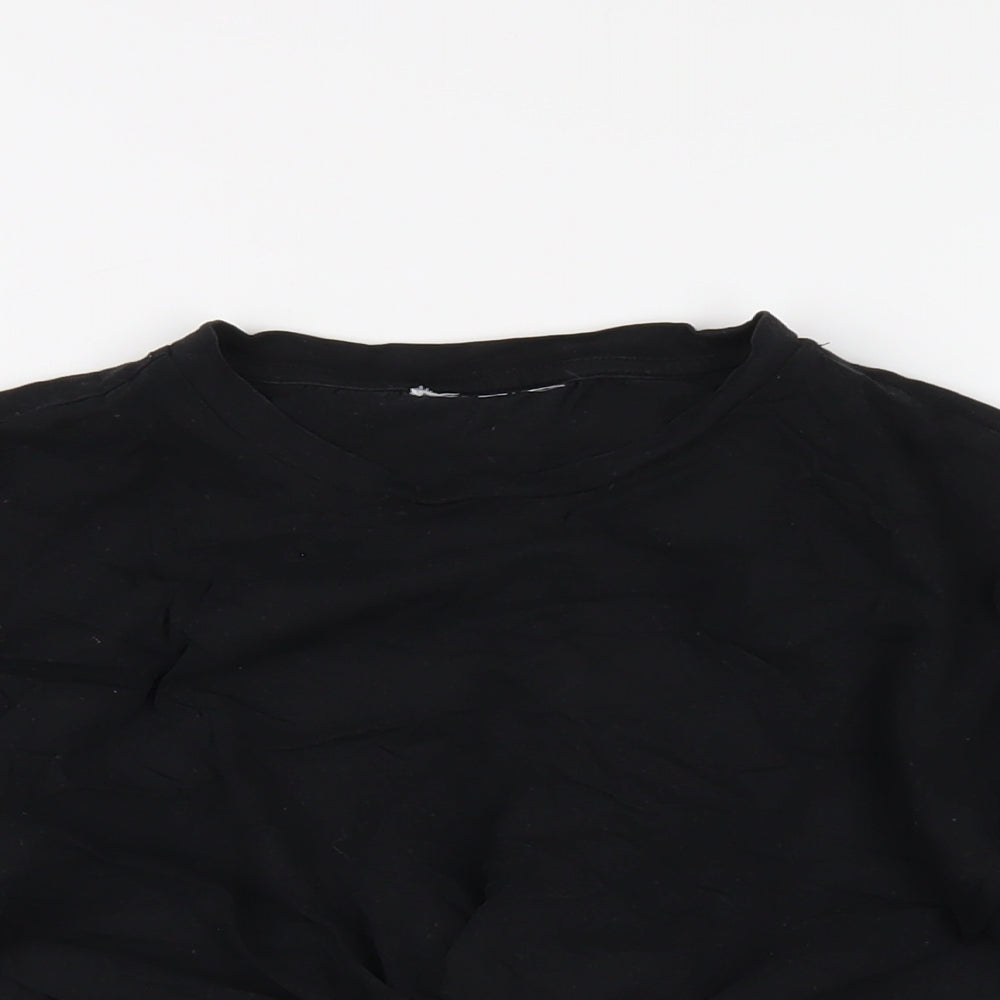 Womens UK Size 8 Topshop Black Cropped T-Shirt