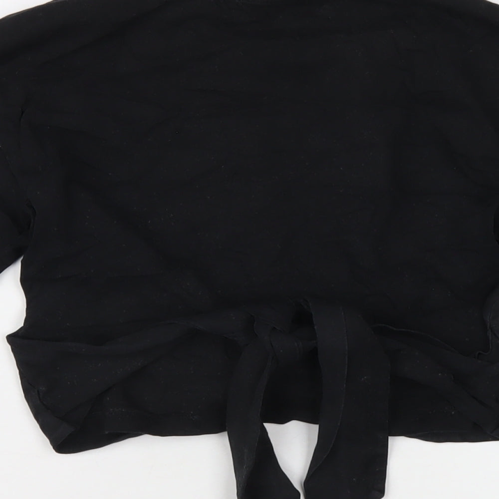 Womens UK Size 8 Topshop Black Cropped T-Shirt